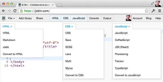 Processors on JS Bin